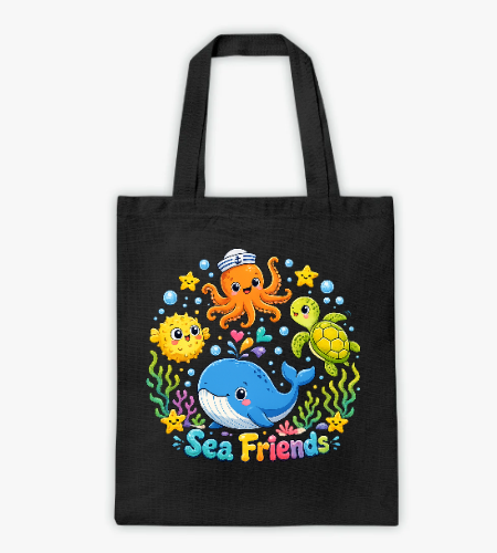 حقيبة قماشية توت باج أصدقاء البحر - Sea Friends Tote Bag - أمامي