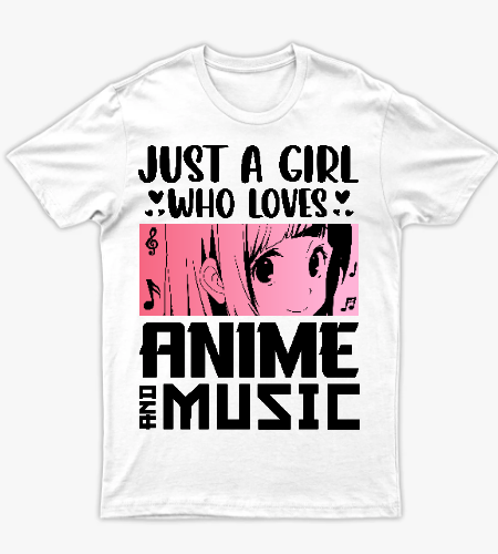 Anime Girl Music Lover – Cute Pink Anime - أمامي