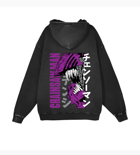 Chainsaw Man Denji Neon Pink - Aesthetic Anime Streetwear Art - خلفي